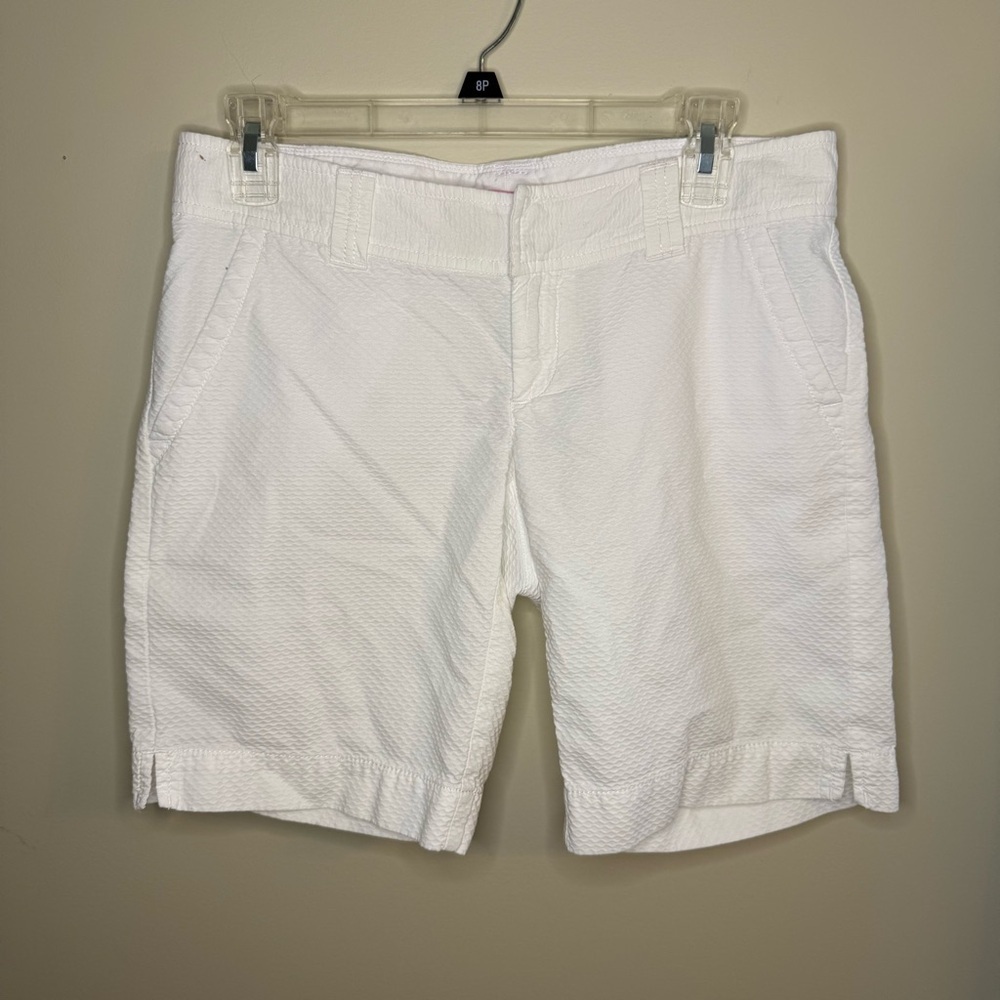 LILLY PULITZER White Textured 100% Cotton Bermuda Shorts 2